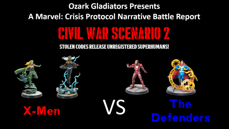 Ozark Gladiator’s Presents S1E21 – Civil War Scenario 2 (Marvel: Crisis Protocol Narrative Battle Report)